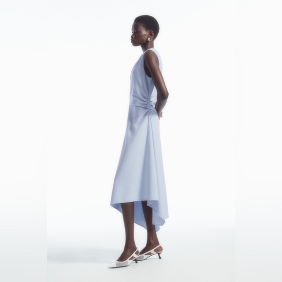 COS - GATHERED ASYMMETRIC MIDI DRESS NWT - Picture 5 of 6